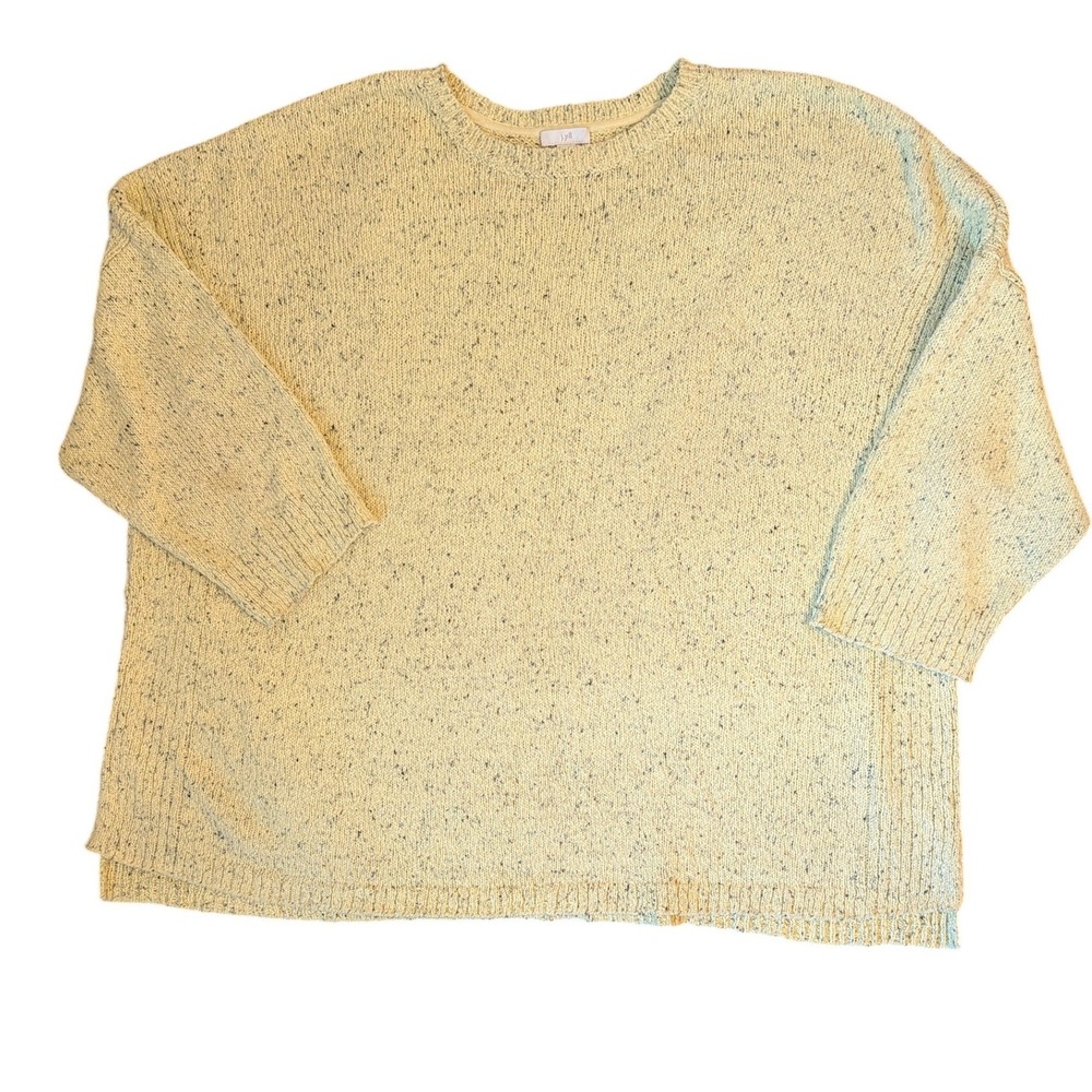 J. Jill Womens 3X Yellow Marled Knit Oversized Crewneck Sweater 3/4 Sleeve